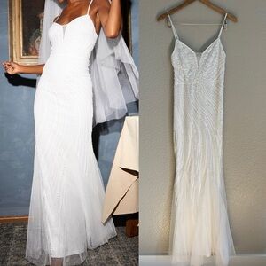 Enchanted Nights White Sequin Mermaid Maxi Dress